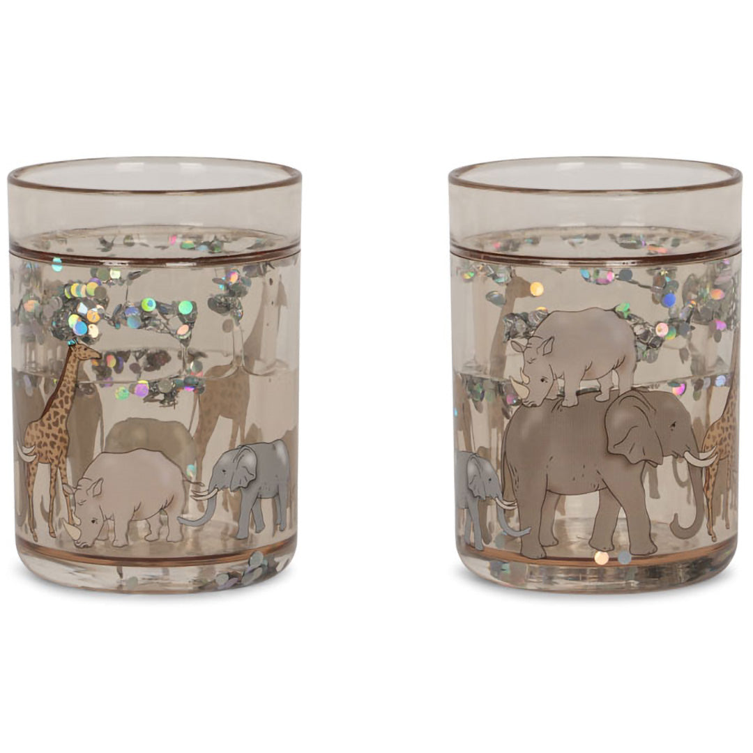 konges sløjd kinderbekers met glitter safari - bruin - 2st | KS103638-SAFARI | 0