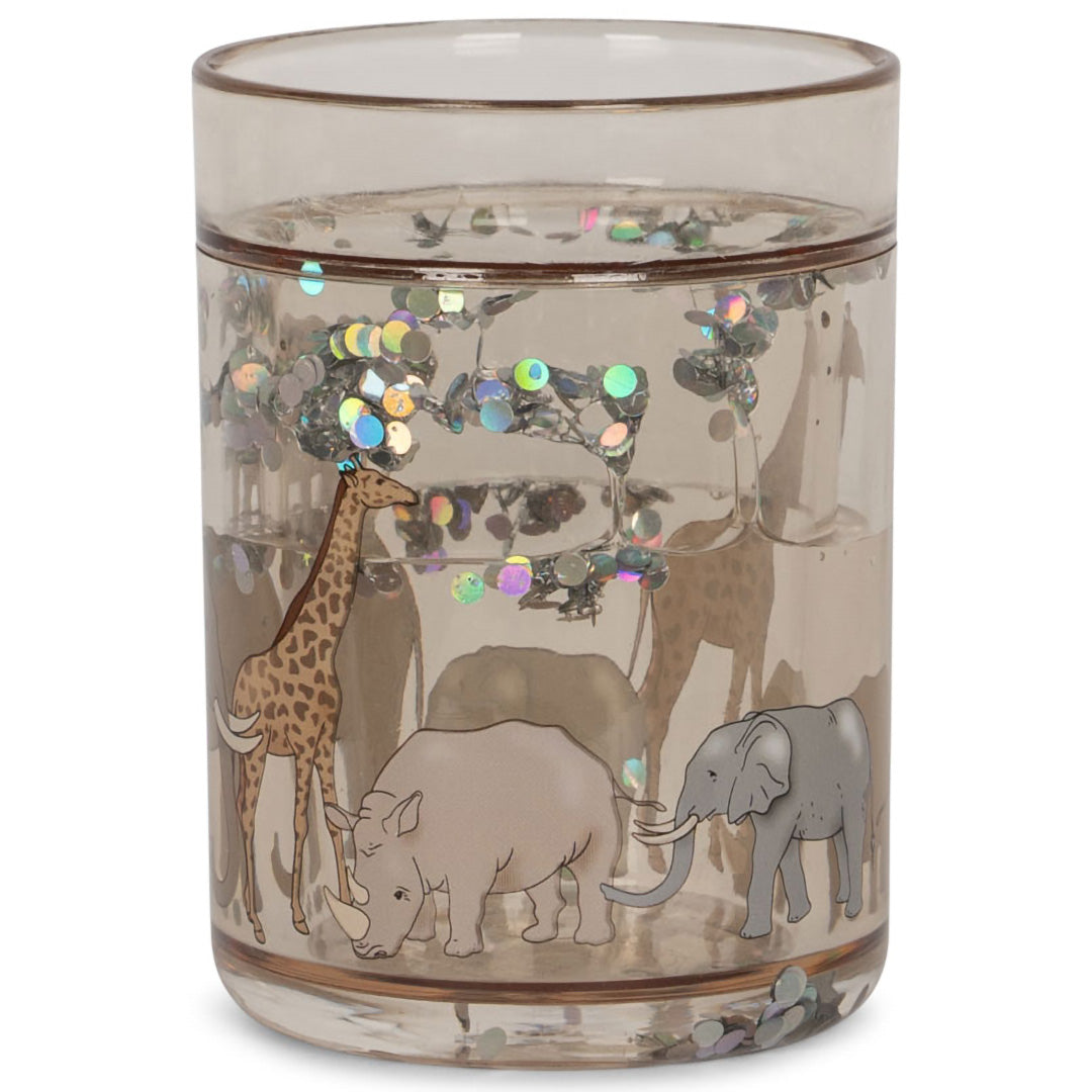 konges sløjd kinderbekers met glitter safari - bruin - 2st | KS103638-SAFARI | 1