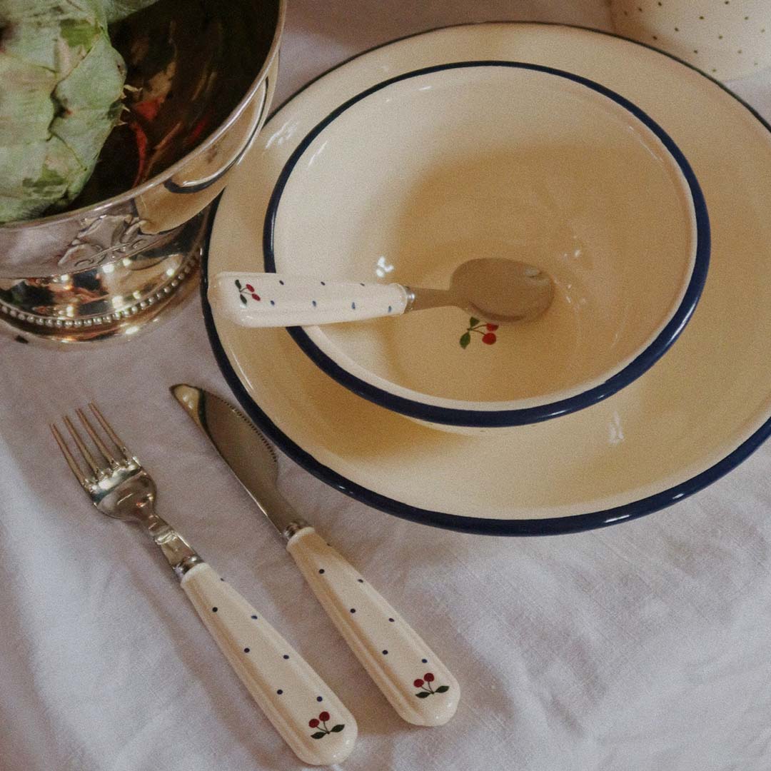 konges sløjd kinderbestek - navy dot | KS104405 | 5