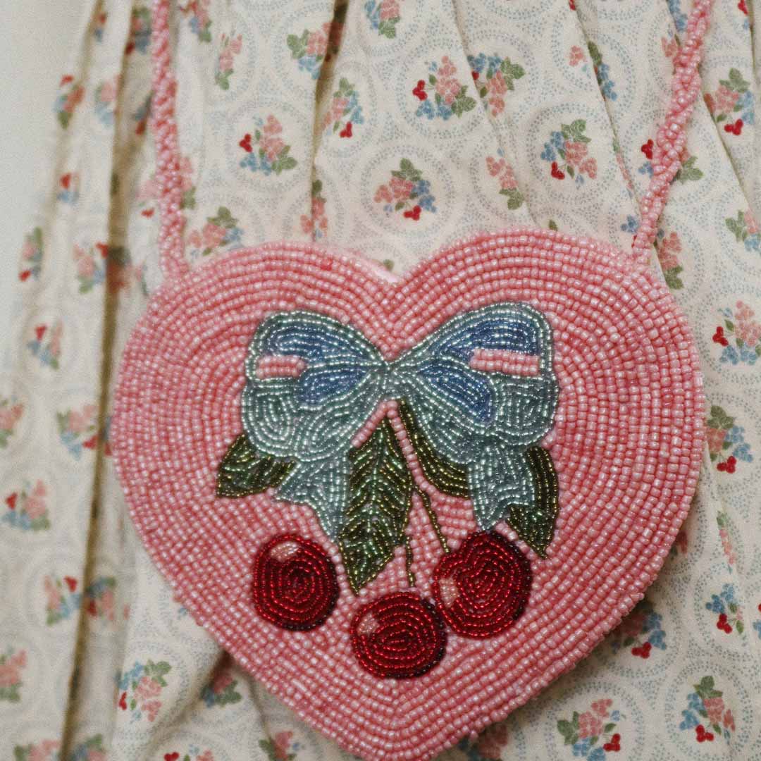 konges sløjd kindertas beaded heart - amarena | KS104220 | 1