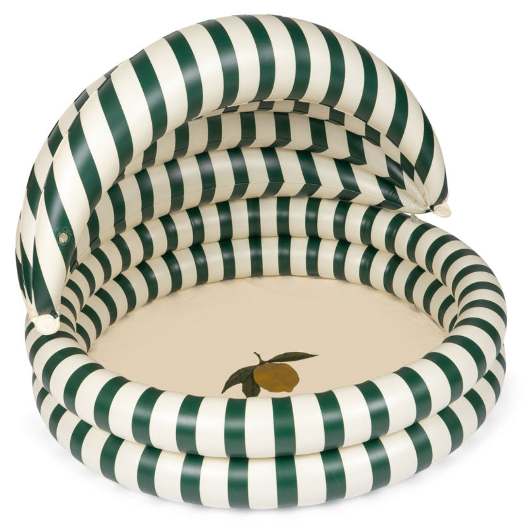konges sløjd kinderzwembad met overkapping - green stripe - Ø110 cm | KS105042-GREEN-STRIPE | 1
