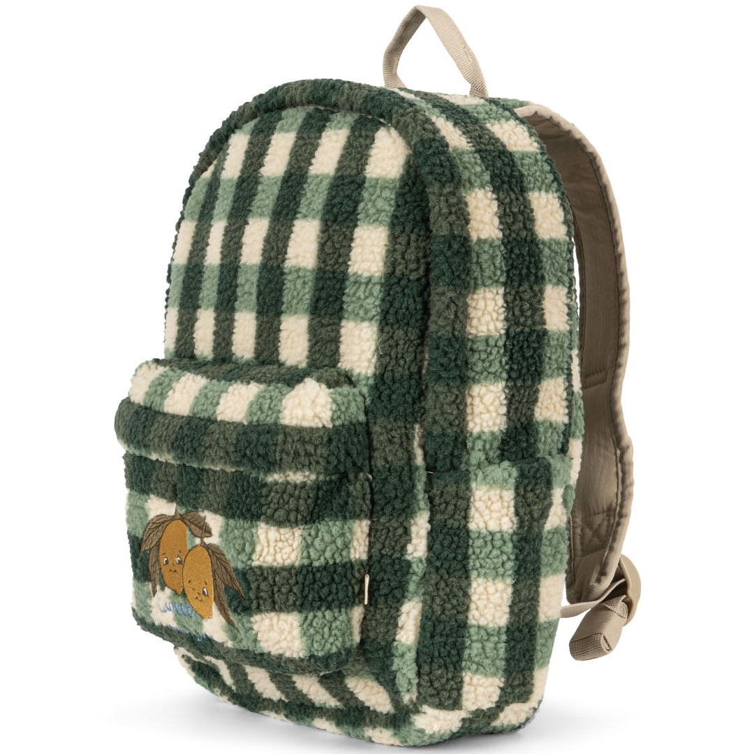 konges sløjd kleuterrugzak jody teddy - green check - 34 cm | KS104866 | 2