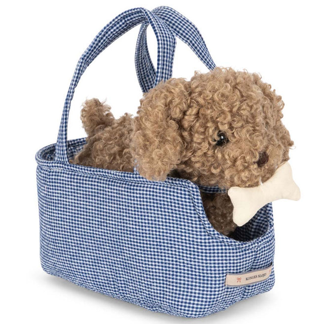 konges sløjd knuffelpuppy met draagtas - lulu - 21 cm | KS104354 | 0