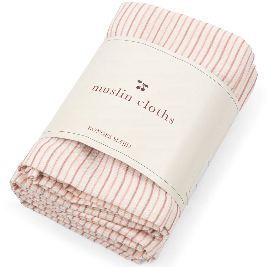 konges sløjd mousseline doek - stripie petite rose - 3st | KS104610 | 2