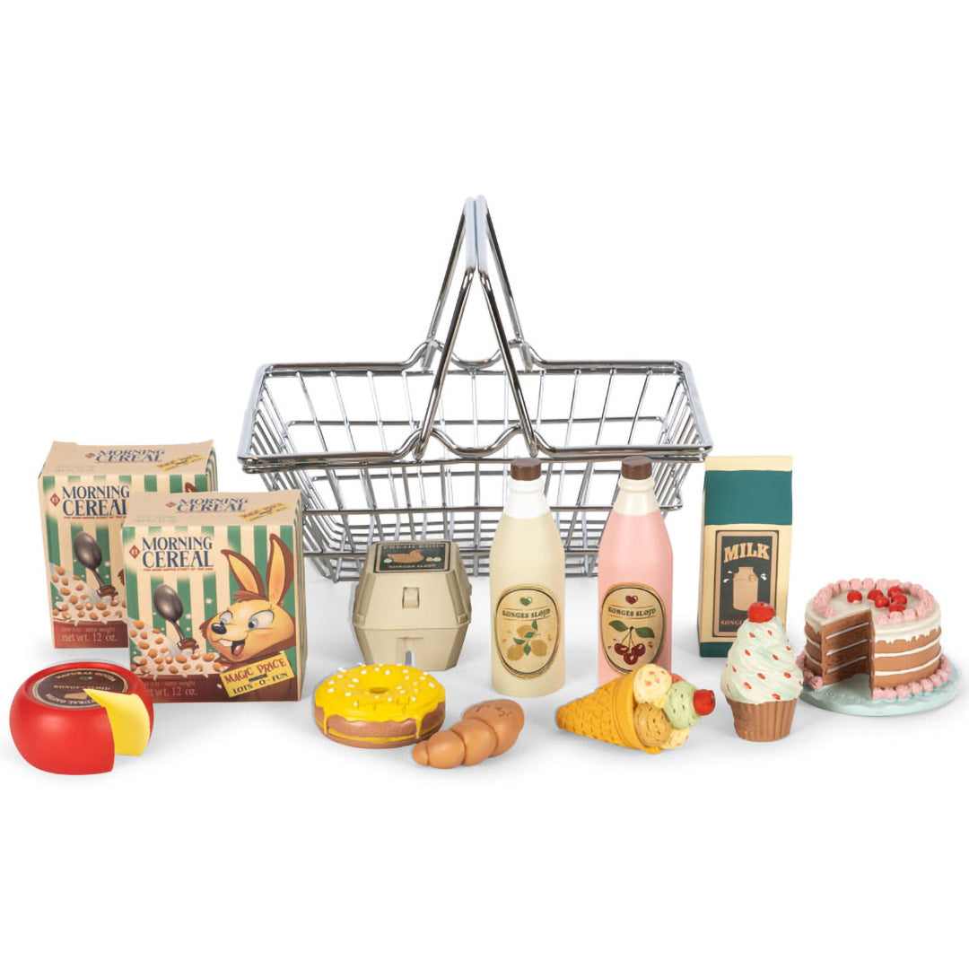 konges sløjd poppenwinkelmandje met boodschappen - 13-delig | KS104994 | 1