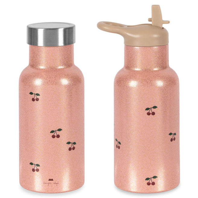 konges sløjd rvs thermosfles - cherry glitter - 350 ml | KS104307 | 0