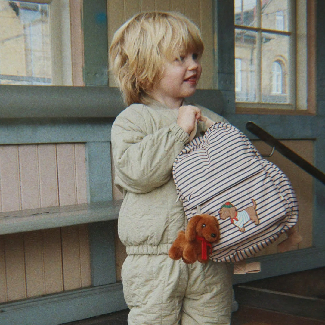 konges sløjd peuterrugzak met sleutelhanger - stripe la mer - 27 cm
