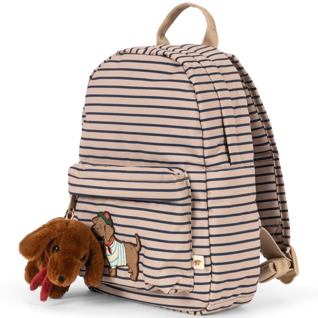 konges sløjd peuterrugzak met sleutelhanger - stripe la mer - 27 cm