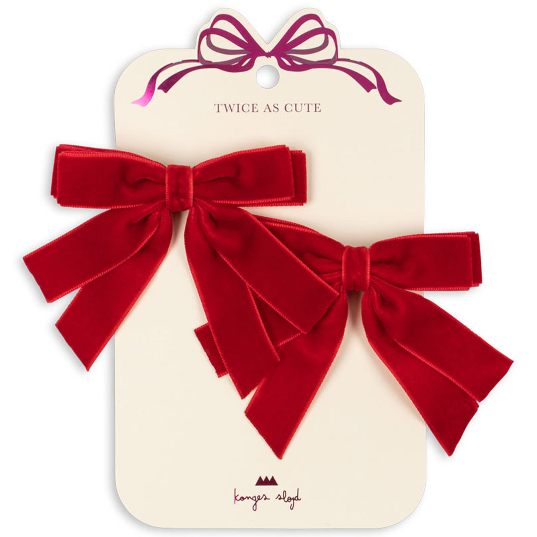 ks104185 | konges sløjd haarclips velvet double bow - barbados cherry 2st | 4