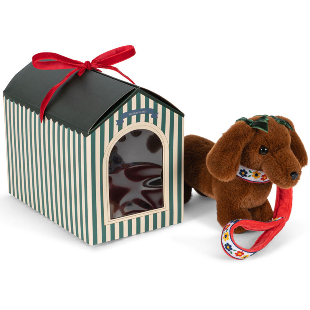 ks104247 | konges sløjd knuffelpuppy met hondenhok - teckel - 21 cm | 4