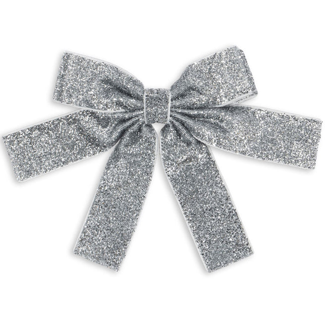 ks104309 | konges sløjd haarclip glitter velvet double bow - silver | 1