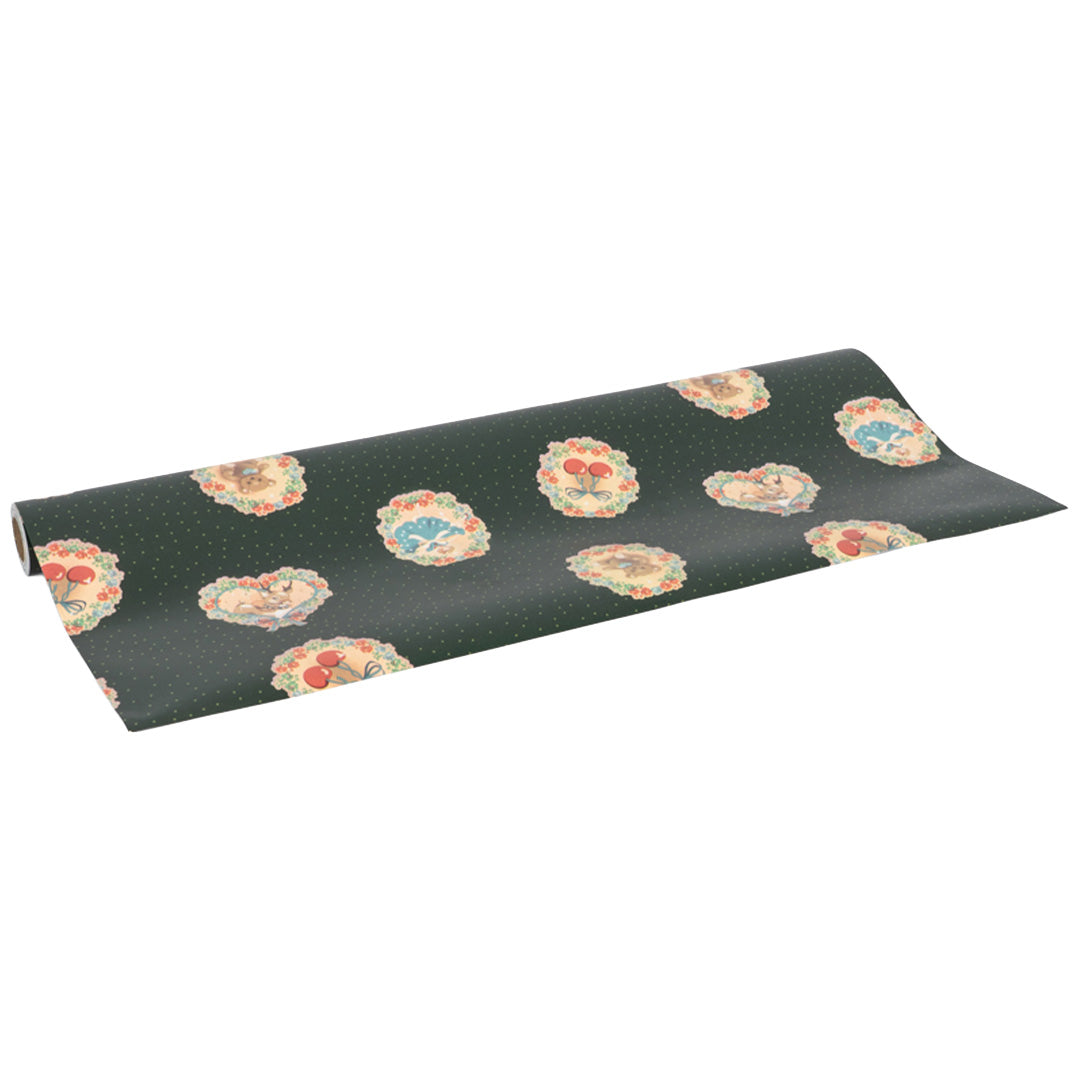 konges sløjd inpakpapier - deer diary green - 10 m | KS106653-P10208 | 2