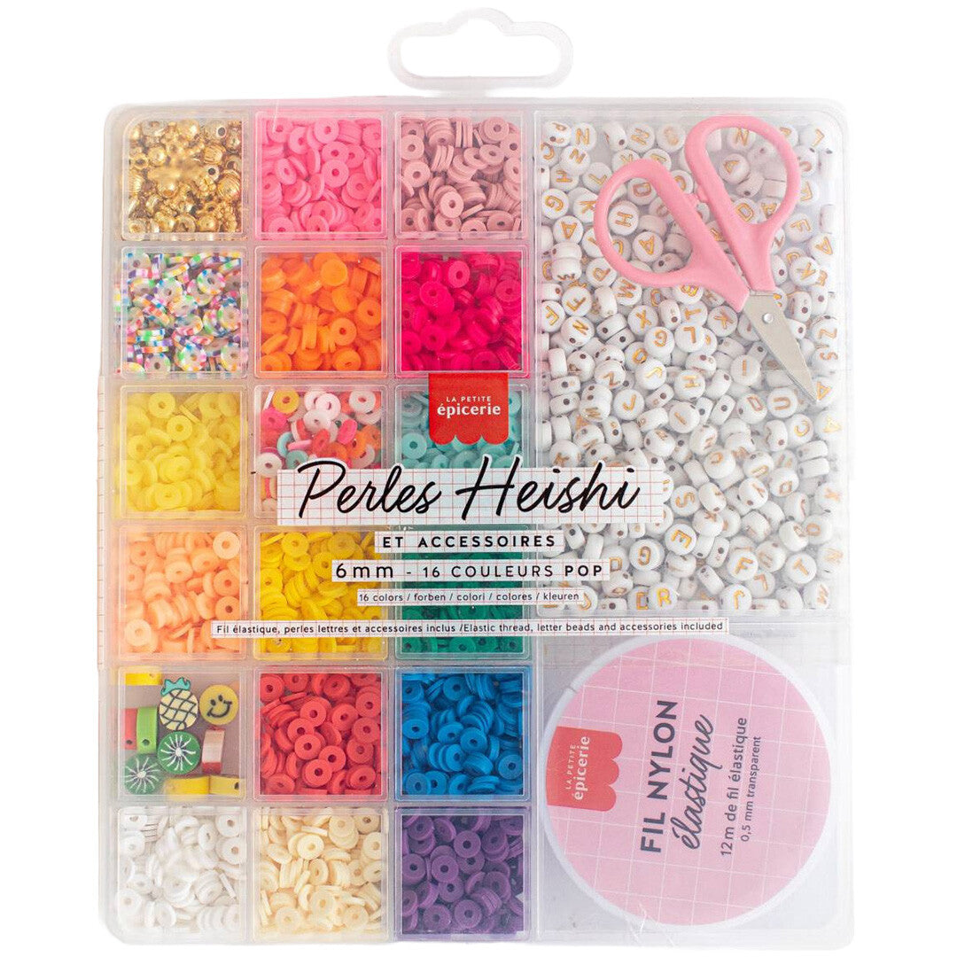 la petite épicerie heishi en letterkralen met accessoires - pop - 6 mm | 179000 | 1