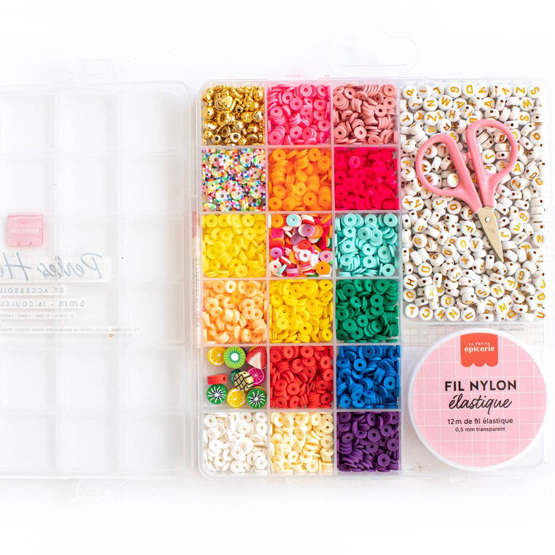 la petite épicerie heishi en letterkralen met accessoires - pop - 6 mm | 179000 | 3