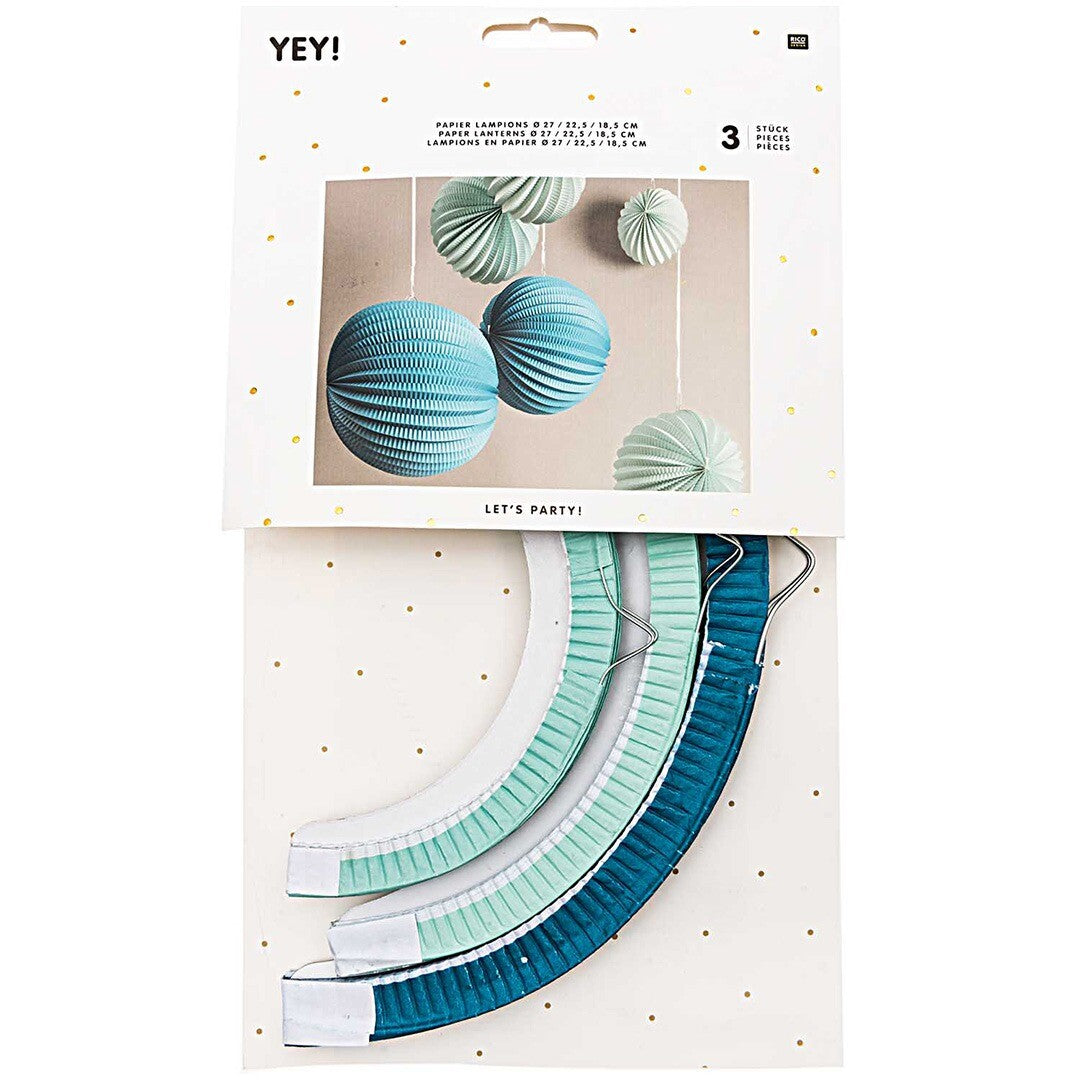 lampions papier - aqua - 3st | 99001.71.89 | 0