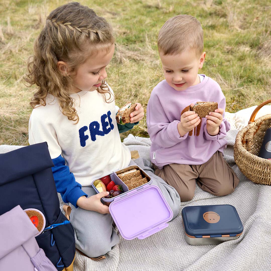 lässig rvs broodtrommel little gang - heart lilac