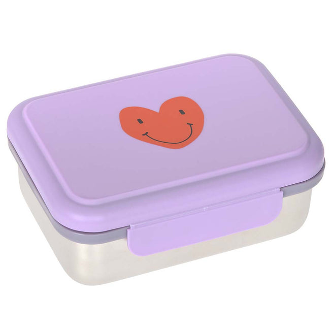 lässig rvs broodtrommel little gang - heart lilac