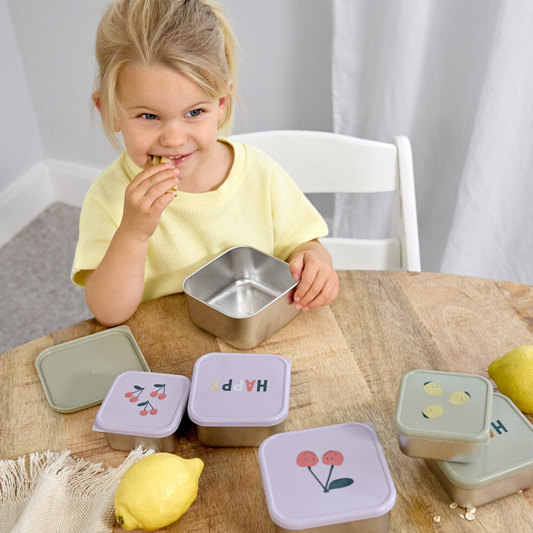 lässig rvs snackdoosjes happy fruits lemon - 3st