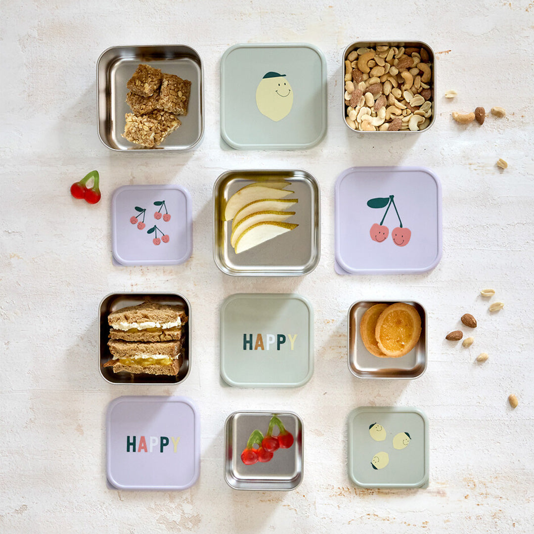 lässig rvs snackdoosjes happy fruits lemon - 3st