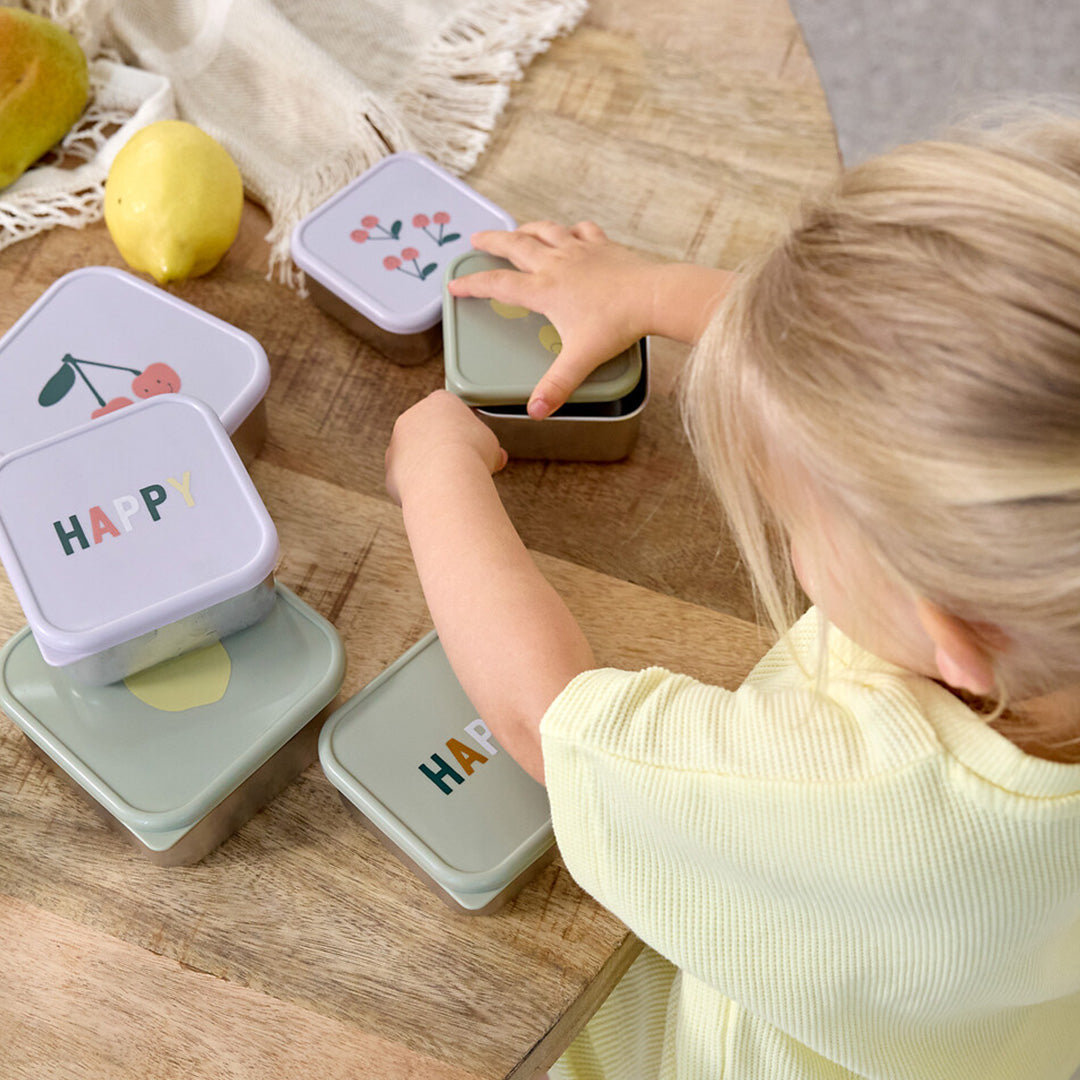 lässig rvs snackdoosjes happy fruits lemon - 3st