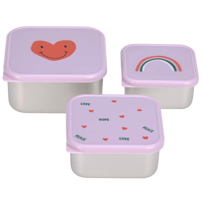 lässig rvs snackdoosjes happy rascals heart lavender - 3st