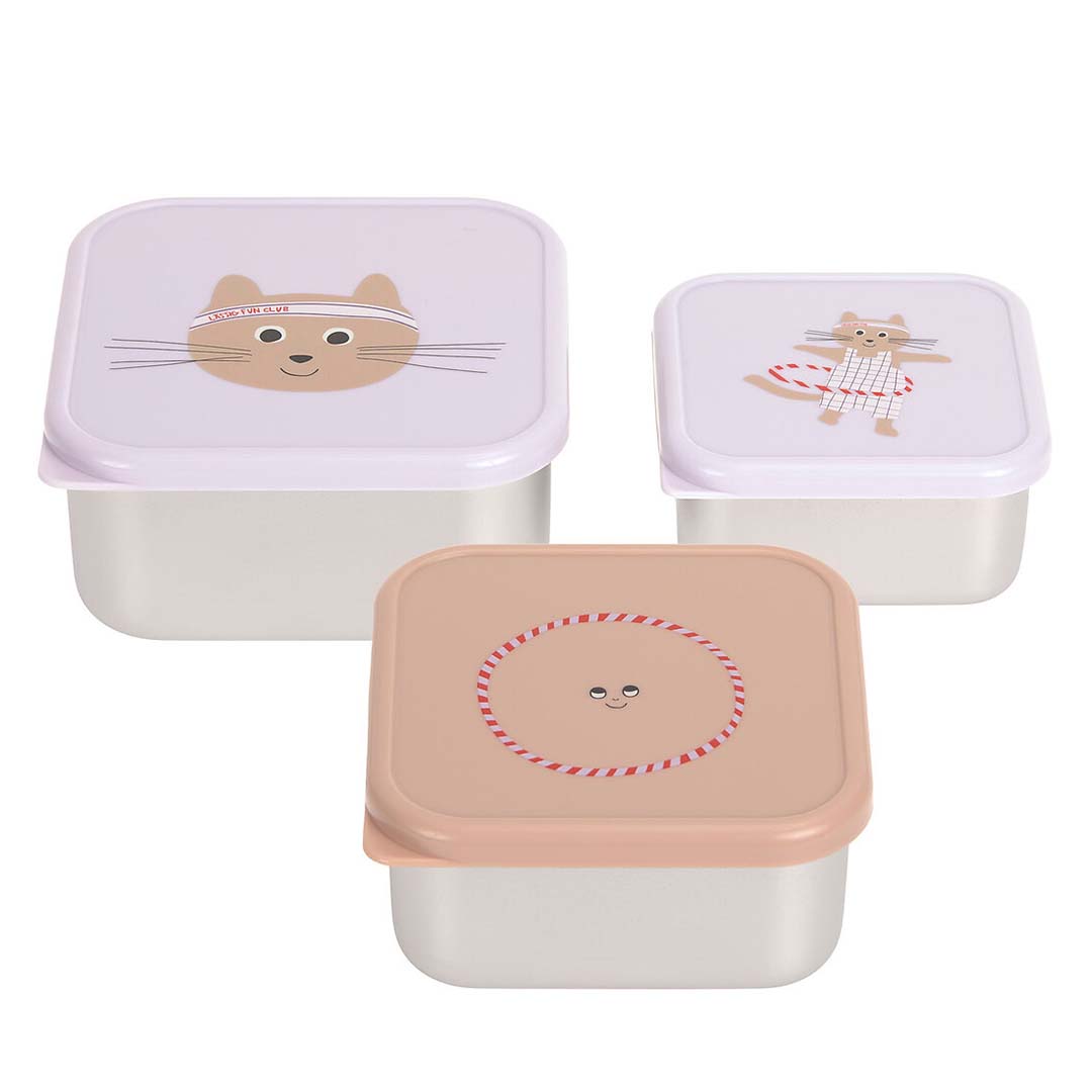 lässig rvs snackdoosjes tiny team - cat - 3st