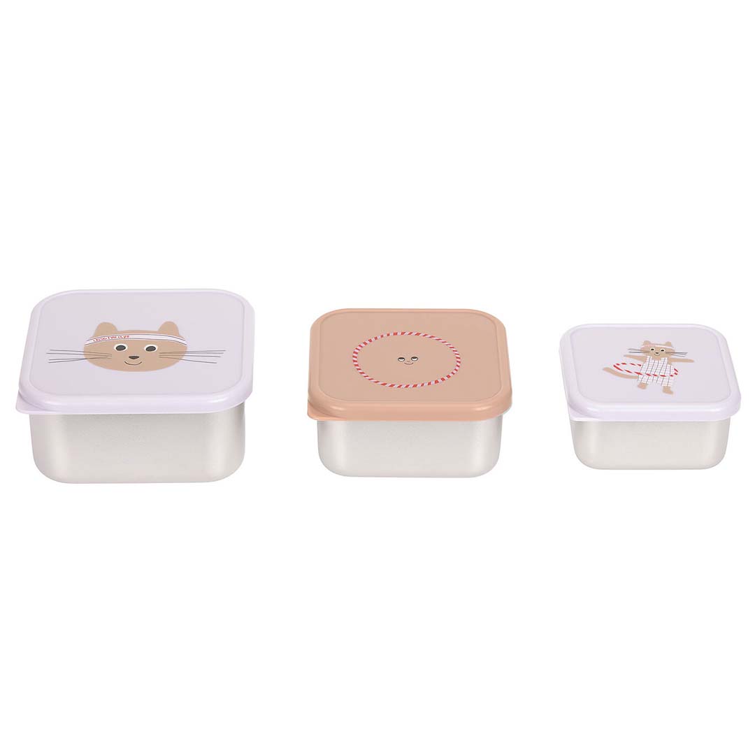 lässig rvs snackdoosjes tiny team - cat - 3st