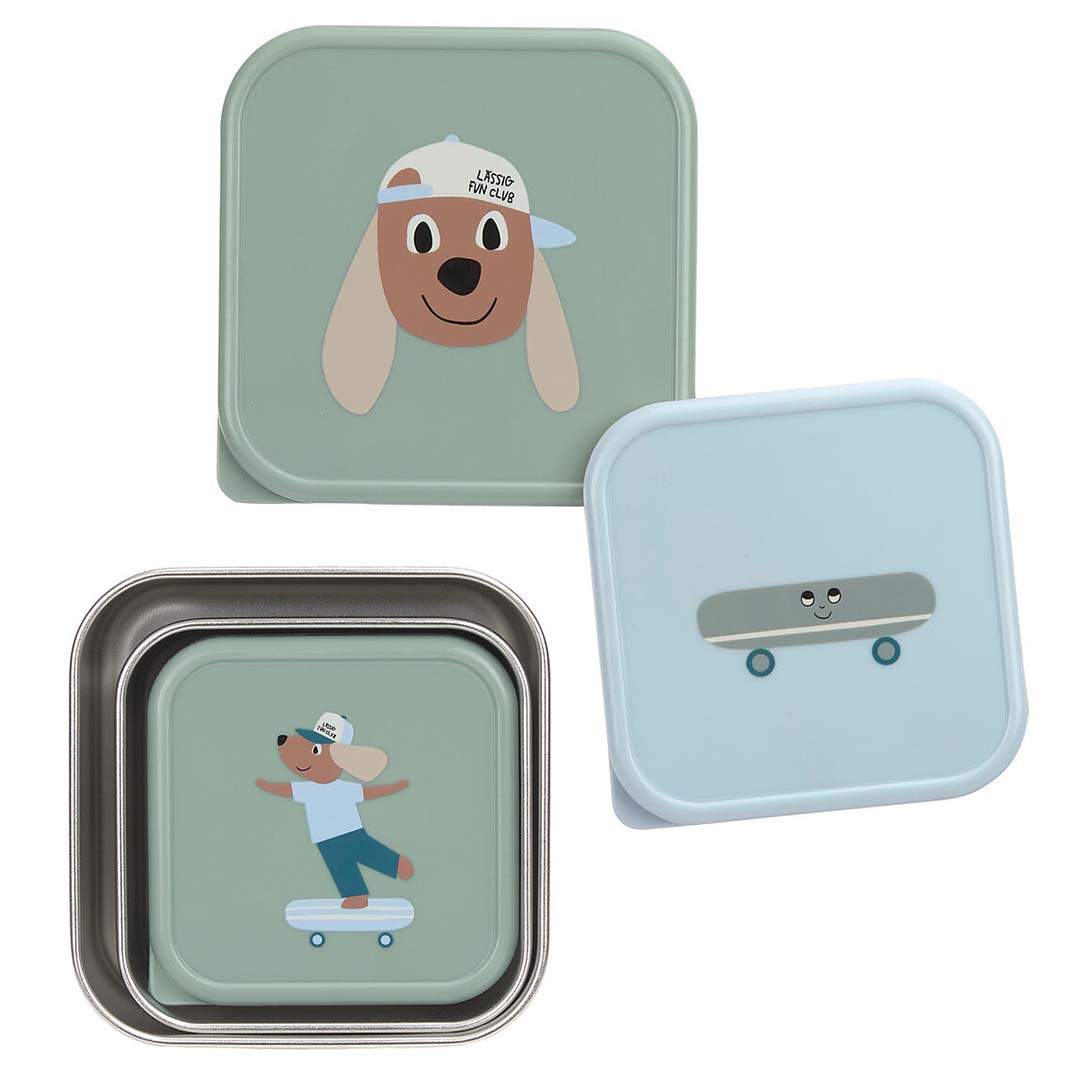 lässig rvs snackdoosjes tiny team - dog - 3st