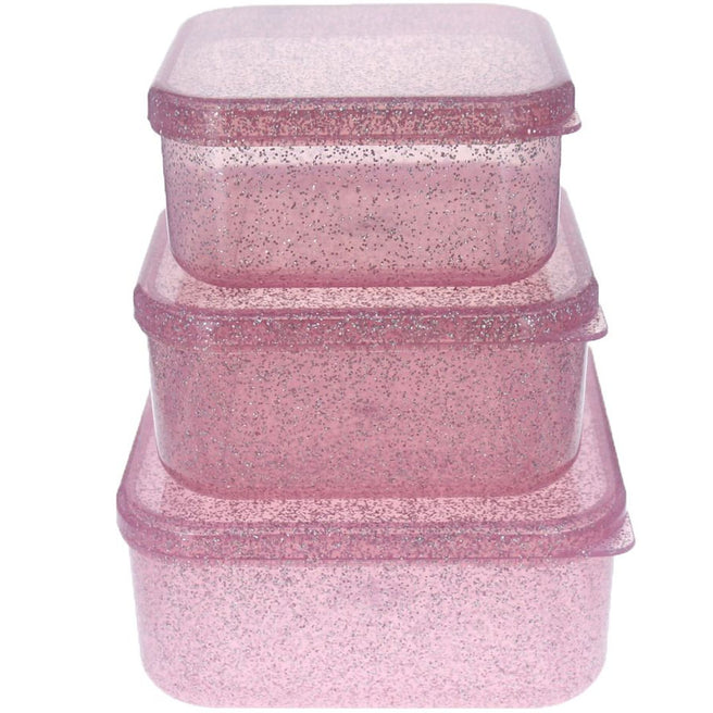 le petit souk lunchbox set glitters - roze - 3st | 32508 | 0