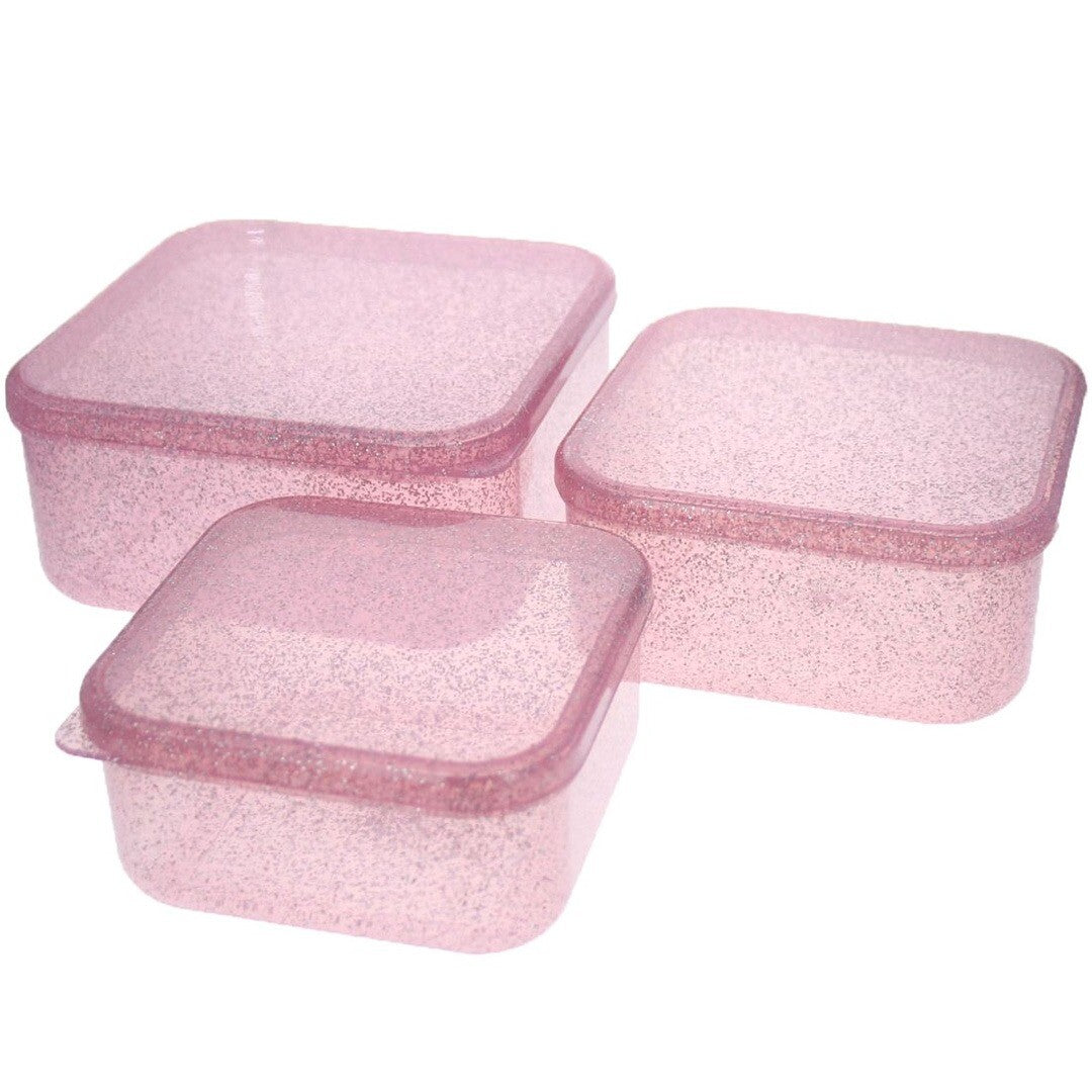 le petit souk lunchbox set glitters - roze - 3st | 32508 | 2