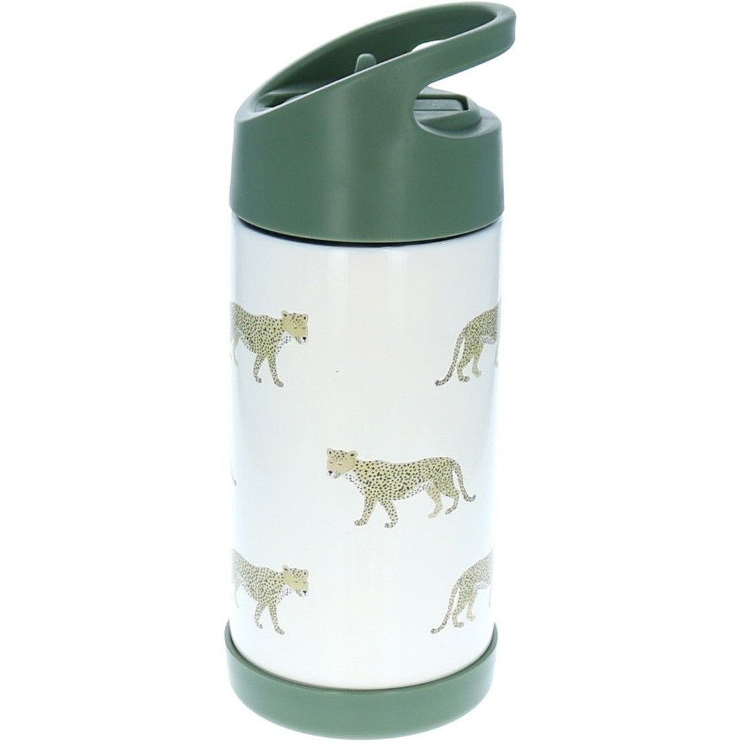 le petit souk rvs thermosfles met rietje - luipaard - 300ml | 33787 | 2