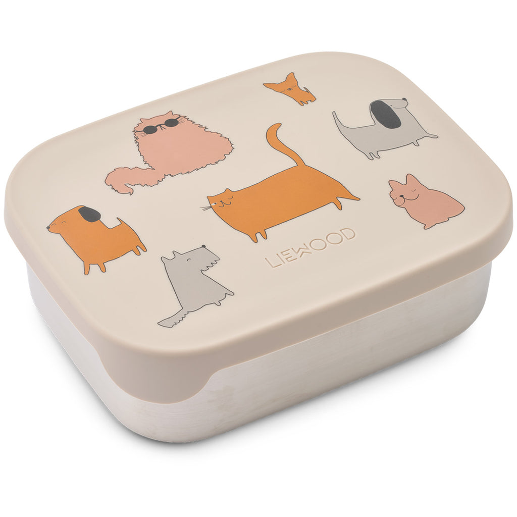 liewood rvs broodtrommel arthur - cats and dogs sandy