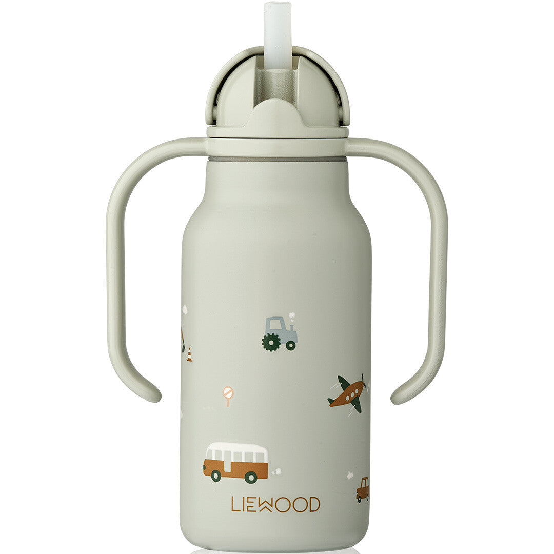 liewood rvs thermosfles kimmie - vehicles dove blue - 250 ml  | LW19618-1036  | 0