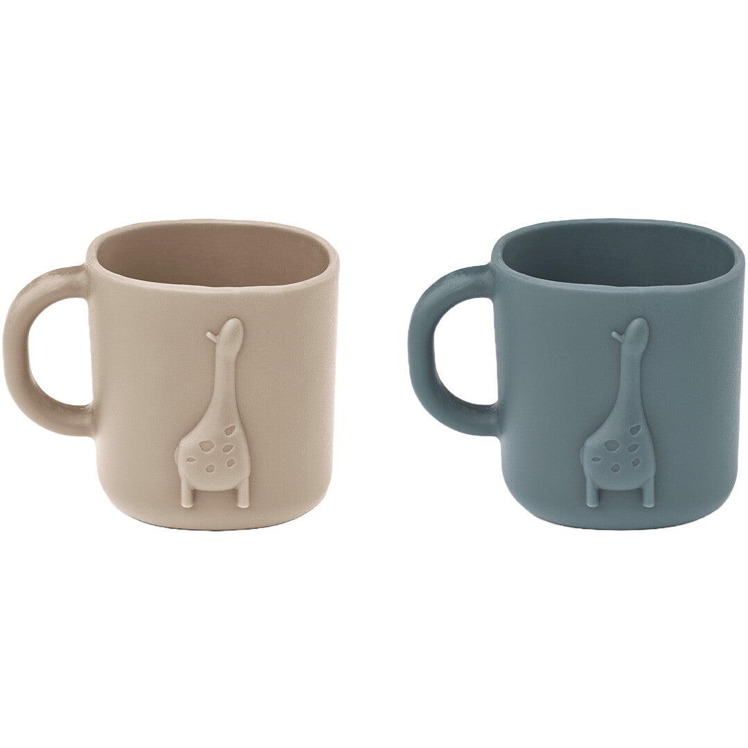 liewood siliconen drinkbekers chaves - dark sandy - whale blue - 2st | LW18380-1828 | 1