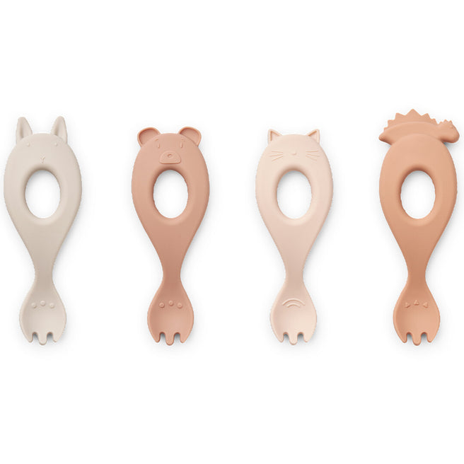 liewood siliconen kinderlepels liva - rose multi mix - 4st  | LW17367-1071 | 0