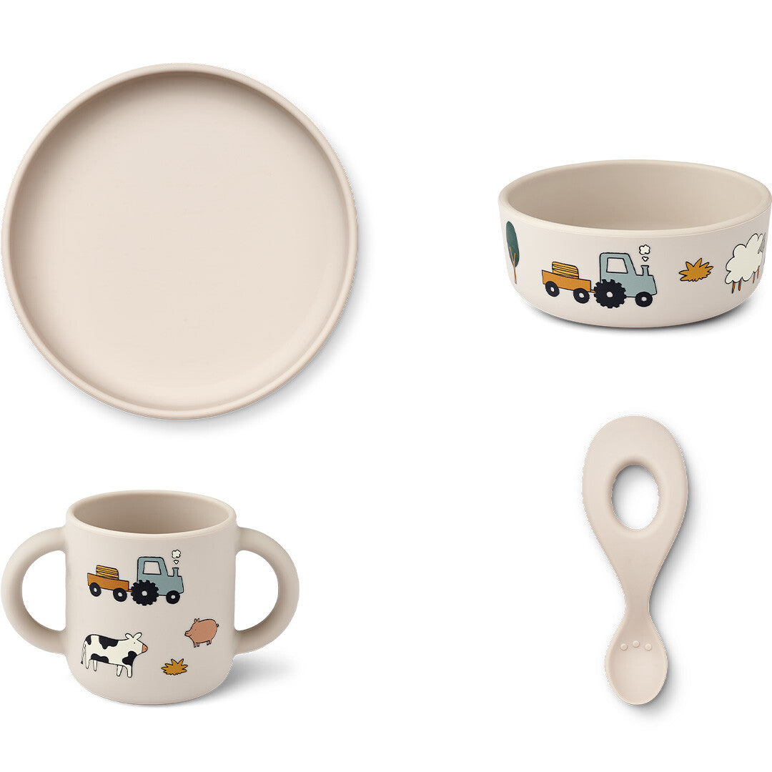 liewood siliconen kinderservies vivi - farm sandy | LW15135-1945 | 1