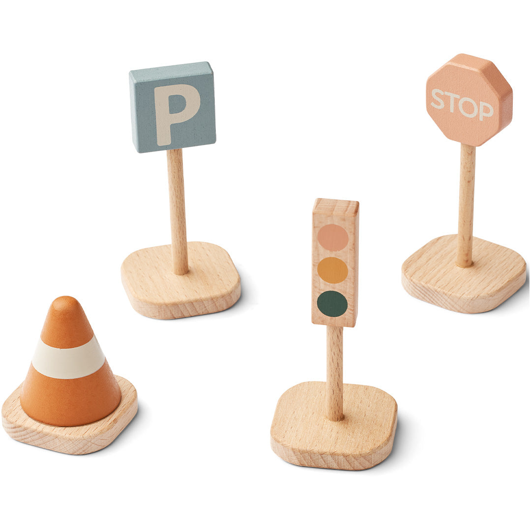 liewood village verkeersborden - mustard multi mix - 4st | LW17890-1673 | 1