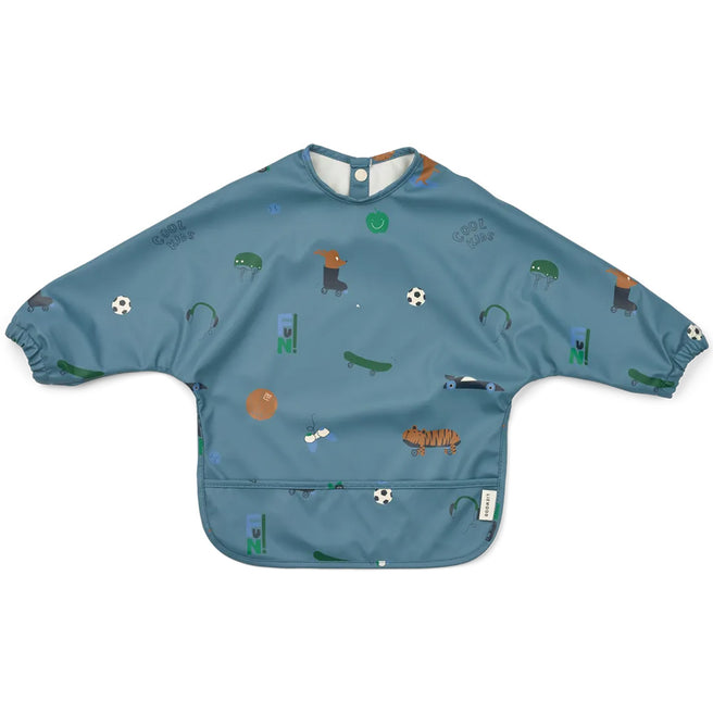liewood mouwslab met voorvakje merle - fun - beach blue | LW18136-2621 | 0