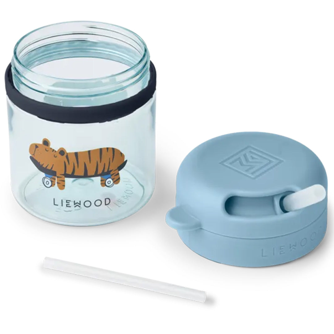 liewood drinkbeker met rietje pavia - fun - beach blue - 280 ml | LW20634-2621 | 3