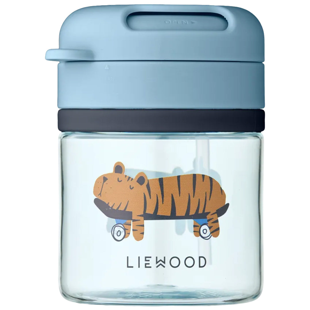 liewood drinkbeker met rietje pavia - fun - beach blue - 280 ml | LW20634-2621 | 1