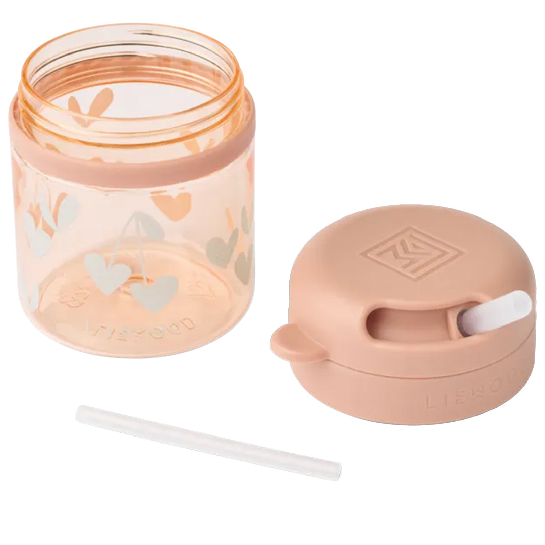 liewood drinkbeker met rietje pavia - sweethearts - pale tuscany - 280 ml | LW20634-2620 | 3