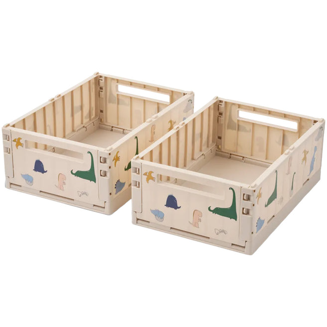 liewood opbergkrat weston - dino roar - sandy - 10 liter - 2st | LW21181-2917 | 