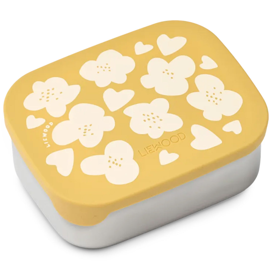 liewood rvs broodtrommel arthur - flower - lemon yellow 1