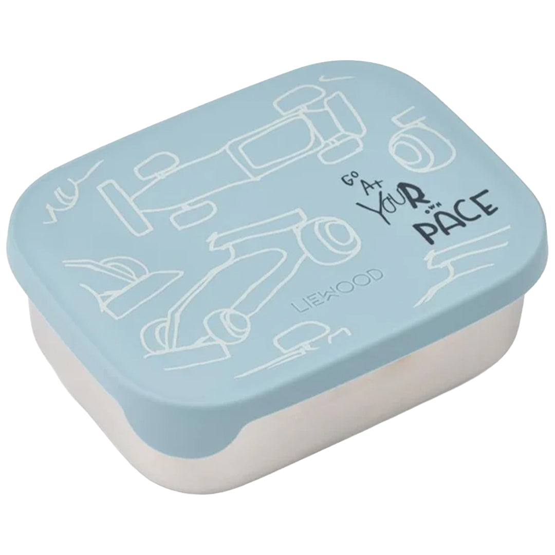 liewood rvs broodtrommel arthur - race cars - beach blue | LW14982\2783 |