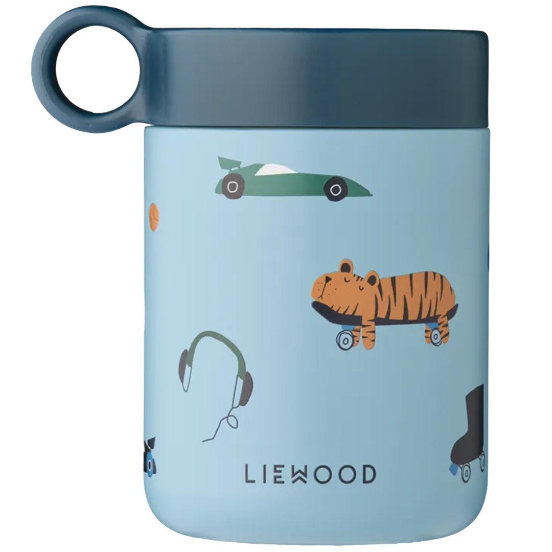 liewood rvs thermoscontainer kiani - fun - beach blue - 350 ml | LW19960-2621 | 1