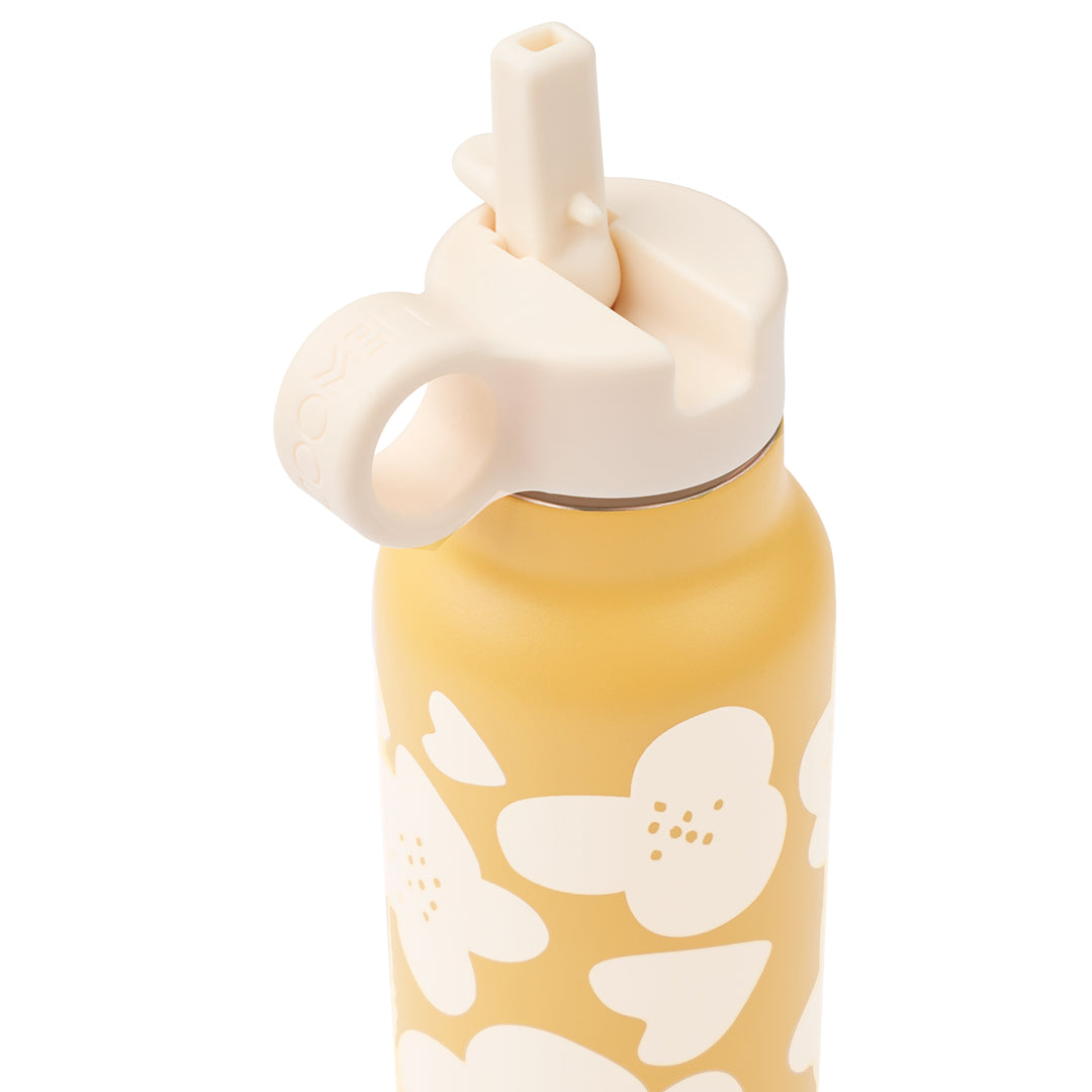 liewood rvs thermosfles falk - flower - lemon yellow - 350 ml | LW19617-2608 | 4