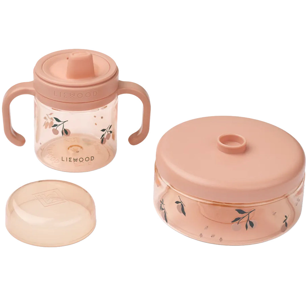 liewood snackdoosje met drinkbeker beatrix - peach - sea shell | LW20553-1232