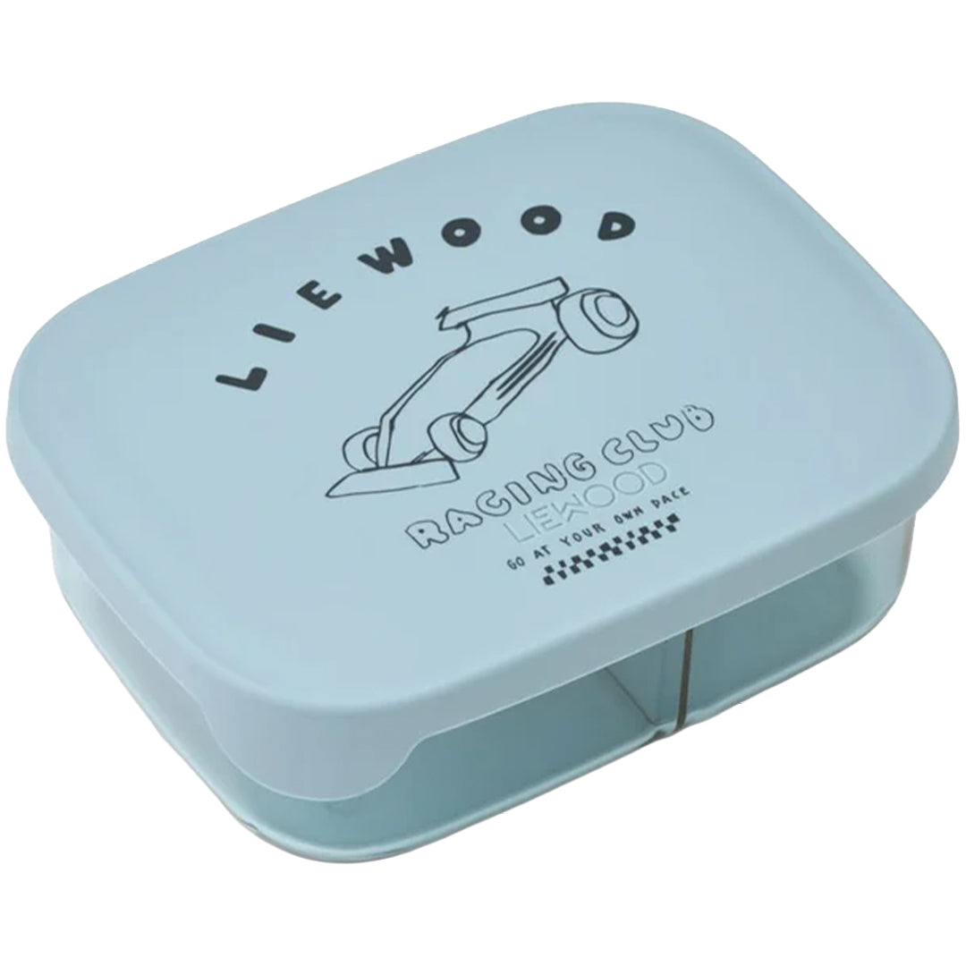 liewood tritan broodtrommel arthur - race cars - beach blue | LW20635\2817 | 