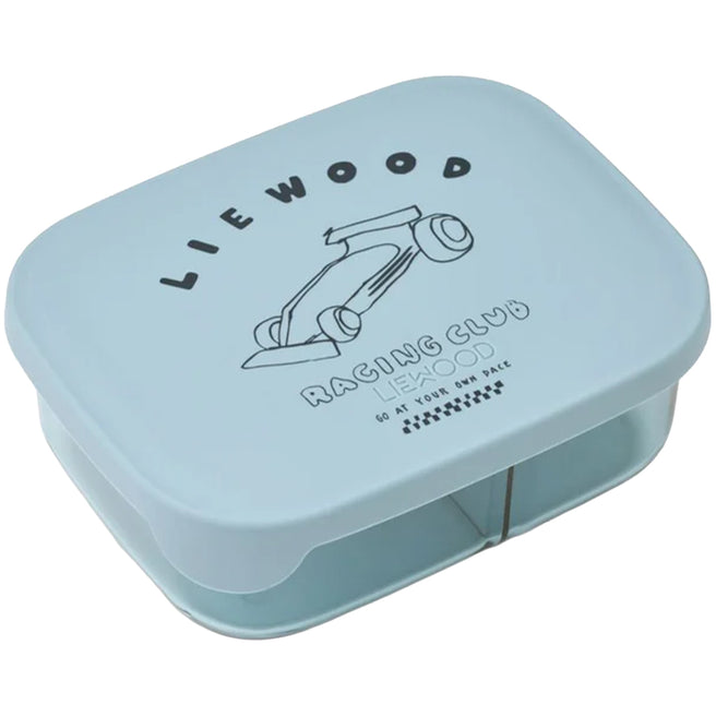 liewood tritan broodtrommel arthur - race cars - beach blue | LW20635\2817 | 