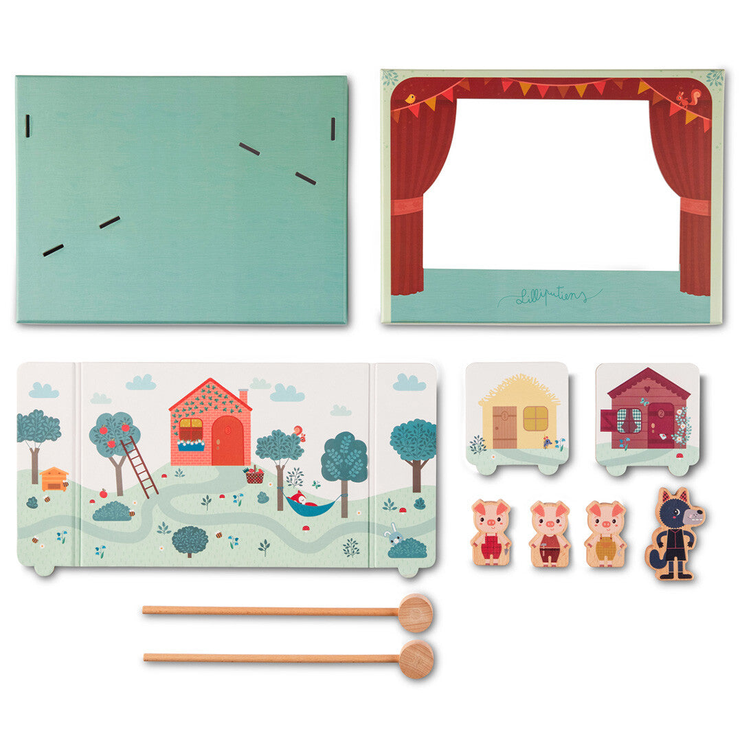 lilliputiens magnetische poppenkast - de wolf en de drie biggetjes | 2283407 | 4